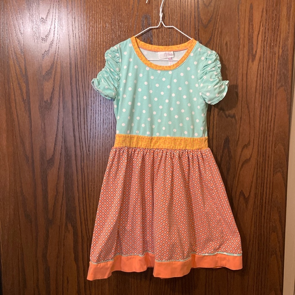 Matilda Jane Mint Polka Dot and Coral Orange Mixed-Print Dress